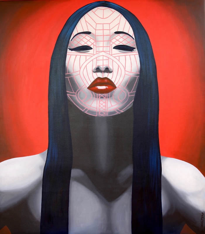 Studio WARP, Gallery, painting, asian portrait, red