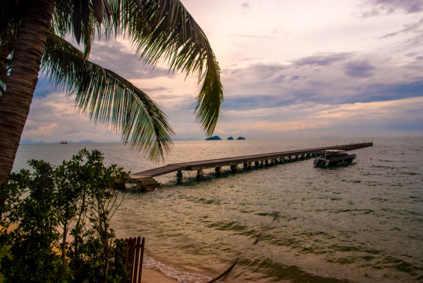 Intercontinental Samui, pier, twilight, sea, cloudy sky