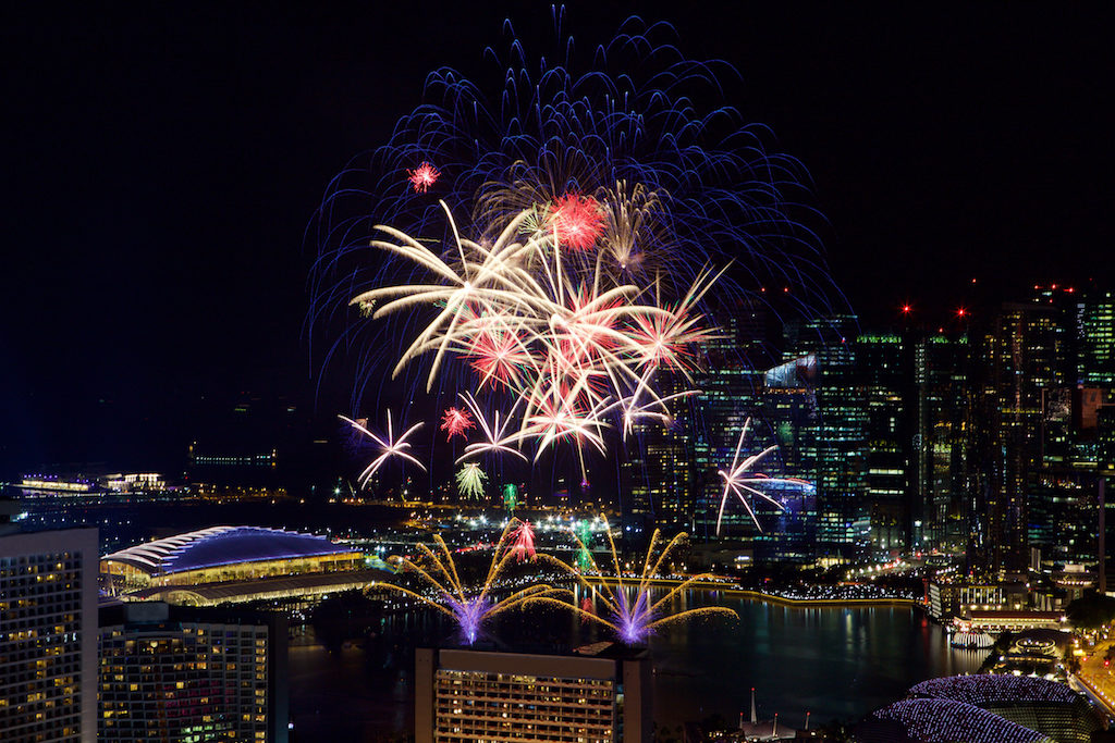 Mr Stork, rooftob, bar, club, firework, view, Singapore, city, building, tower, bay